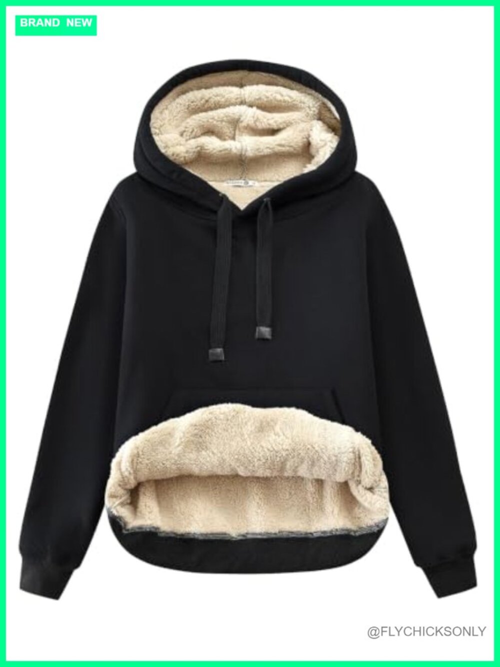 Sherpa Lined Cotton Pullover Hoodie Kangaroo Pocket Winter Sweatshirt